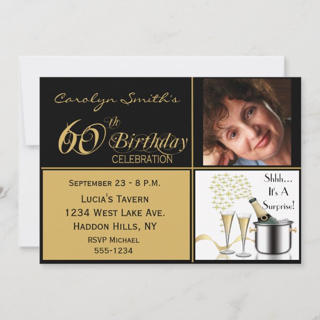 Sorpresa 60 invitaciones a fiestas de cumpleaños (Anverso)
