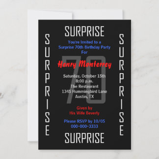 Sorpresa 70.ª invitación a la fiesta de cumpleaños