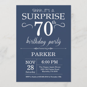 Sorpresa 70.ª invitación de cumpleaños Azul