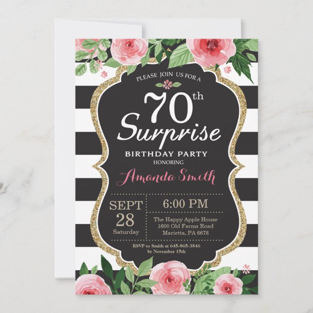 Sorpresa 70.ª Invitación de cumpleaños mujeres Flo (Anverso)