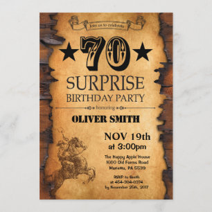 Sorpresa 70.ª invitación de cumpleaños occidental