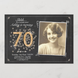 Sorpresa 70 cumpleaños invitación a Chalkboard vin