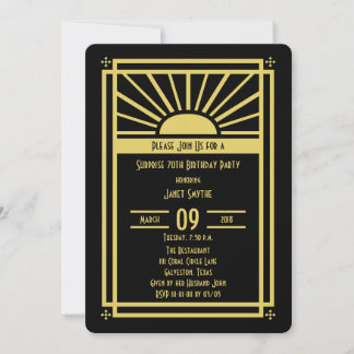 Sorpresa 70 cumpleaños invitación a fiesta Art Dec