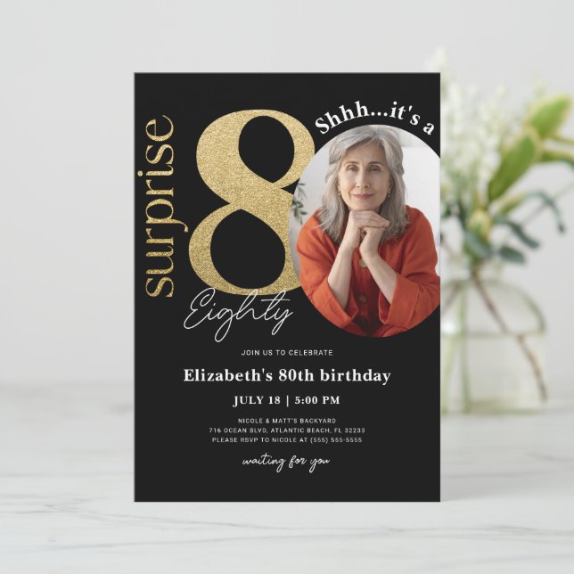 Sorpresa 80.ª foto de la invitación a los cumpleañ (Anverso de pie)