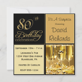 Sorpresa: 80° cumpleaños de invitaciones a fiestas