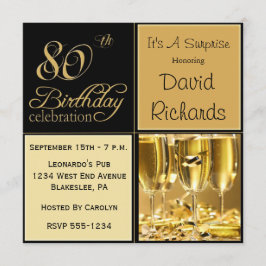 Sorpresa: 80° cumpleaños de invitaciones a fiestas
