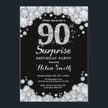 Sorpresa 90.ª Invitación de cumpleaños Diamante Pl<br><div class="desc">Sorpresa Invitación a Cumpleaños 90. Fondo del tablero del diamante Diamante de imitación plateado. Elegante invitación de Bash de cumpleaños. Blanco y negro. Cumpleaños de adultos. Cumpleaños de las mujeres. Cumpleaños de los hombres. Para una mayor personalización, haga clic en el botón "Personalizar" y utilice nuestra herramienta de diseño para...</div>