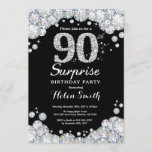 Sorpresa 90 cumpleaños invitación a diamantes de p<br><div class="desc">Sorpresa 90 cumpleaños invitación. Fondo de pizarra de diamantes Diamante de imitación Plateado. Elegante Bash cumpleaños.Blanco y negro. Cumpleaños de adultos. Cumpleaños de las mujeres. Cumpleaños de los hombres.
Para más personalización,  haga clic en el botón "Personalizar" y utilice nuestra herramienta de diseño para modificar esta plantilla.</div>