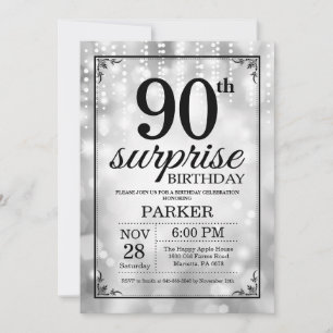 Sorpresa 90 cumpleaños Invitación a Silver Purpuri