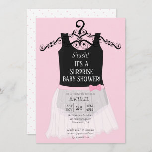Sorpresa Baby Shower Ballerina Invitación Rosa