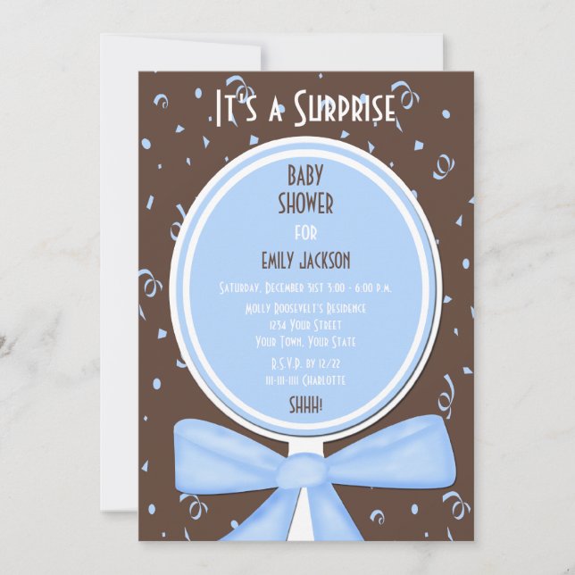 Sorpresa Baby Shower Invitación Azul (Anverso)