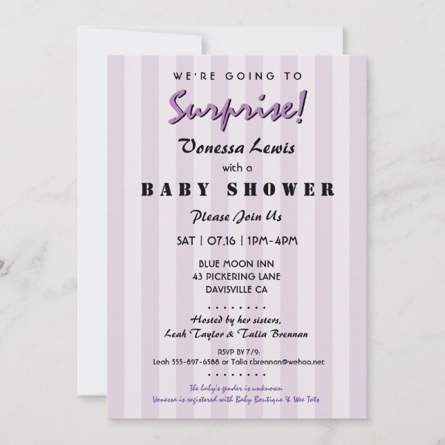 Sorpresa Baby Shower Invitación neutral de género (Anverso)