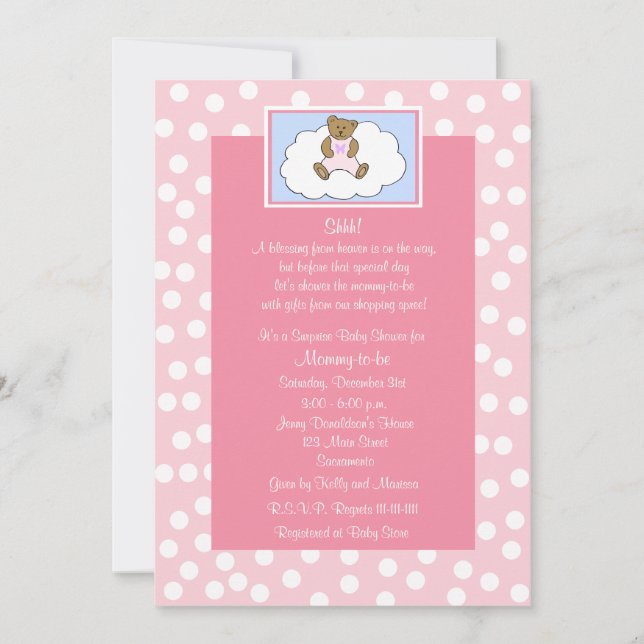 Sorpresa Baby Shower Invitación Teddy Bear (Anverso)