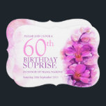 Sorpresa color morado Orquídea 60ª invitación<br><div class="desc">Hermosa flor de orquídea estilizada de color agua, con pétalos en forma de corazón, en arte púrpura y rosa, florida vieira 60 cumpleaños sorpresa. Sombreado en tonos orquídeos rosados y violetas. Edita esta invitación con tus propias palabras. Diseño único y pintura original de orquídeas estilizadas de color agua de Sarah...</div>
