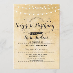 Sorpresa Cumpleaños 40.º 50.º Invitación Floral