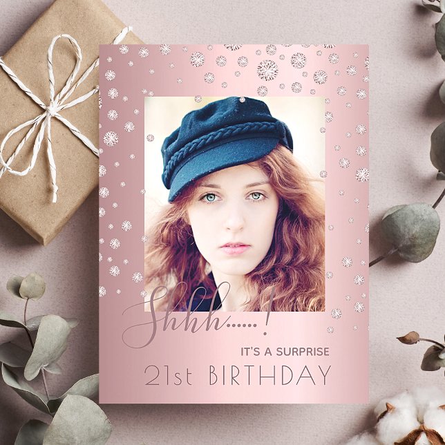 Sorpresa Cumpleaños polvoriento rosa invitación co (Subido por el creador)