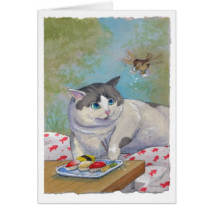 Sorpresa de la comida campestre del gato del sushi
