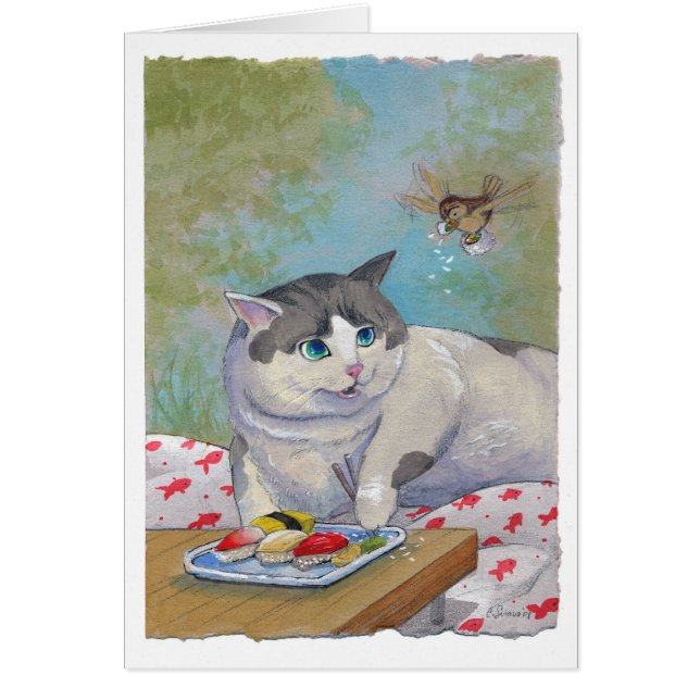 Sorpresa de la comida campestre del gato del sushi (Frente)