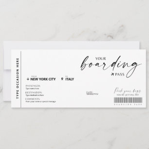 Sorpresa de Tarjeta de Embarque Moderna Boleto de 