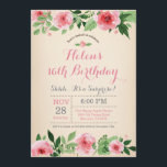 Sorpresa floral 16ª invitación de cumpleaños Rosa<br><div class="desc">Flor acuarela rosa de 16 cumpleaños con sorpresas florales. Cumpleaños de niños. Chica Lady Adolescente Adolescente Bday Bash Invite. Flor Floral Rosa. Vintage. 13.º 15.º 16.º 18.º 20.21.30.40.º 50.60.70.80.90.100, Cualquier Edad. Para una mayor personalización, haga clic en el botón "Personalizar" y utilice nuestra herramienta de diseño para modificar esta plantilla....</div>
