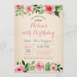 Sorpresa floral 16 cumpleaños invitación rosa<br><div class="desc">Flor acuarela rosa de 16 cumpleaños con sorpresa floral.Cumpleaños de niños. Chica Lady Adolescente Bday Bash Invite. Flor floral rosa. Vintage. 13. 15. 16. 18. 20. 21. 30. 40. 50. 60. 70. 80. 90. 100. Cualquier edad. Para más personalización, haga clic en el botón "Personalizar" y utilice nuestra herramienta de...</div>