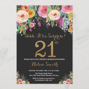 Sorpresa floral 21ª Invitación de cumpleaños a oro