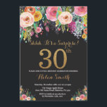 Sorpresa floral 30 cumpleaños Invitación al oro<br><div class="desc">Invitación de cumpleaños número 30 a mujeres por sorpresa floral. Flor floral acuarela. Purpurina de oro y negro. Rosa,  Amarillo,  Naranja,  Flor Púrpura. Cumpleaños de adultos. Para una mayor personalización,  haga clic en el botón "Personalizar" y utilice nuestra herramienta de diseño para modificar esta plantilla.</div>