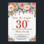 Sorpresa floral 30 cumpleaños Invitación rojo<br><div class="desc">Invitación de cumpleaños número 30 a mujeres por sorpresa floral. Flor floral acuarela. Rojo, Rosa, Amarillo, Naranja, Flor Púrpura. Cumpleaños de adultos. 30.º 40.º 50.60.º 70.º 80.90.100.º 13.º 15.º 16.º 20.º 21. Para una mayor personalización, haga clic en el botón "Personalizar" y utilice nuestra herramienta de diseño para modificar esta...</div>