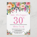 Sorpresa floral 30 cumpleaños invitación rosa<br><div class="desc">Invitación de cumpleaños número 30 a mujeres por sorpresa floral. Flor floral acuarela. Rosa, Amarillo, Naranja, Flor Púrpura. Cumpleaños de adultos. 30.º 40.º 50.60.º 70.º 80.90.100.º 13.º 15.º 16.º 20.º 21. Para una mayor personalización, haga clic en el botón "Personalizar" y utilice nuestra herramienta de diseño para modificar esta plantilla....</div>