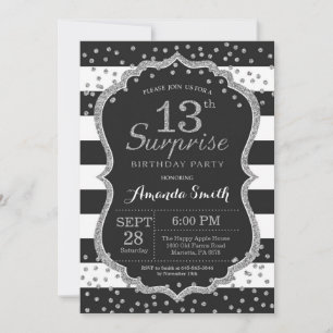 Sorpresa Invitación a los 13 Años. Brillantina pla