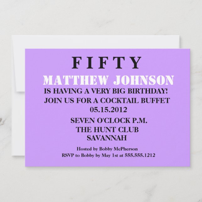 Sorpresa Invitación a los 50 Años (Anverso)