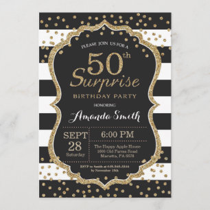 Sorpresa Invitación a los 50 Años. Brillantina dor