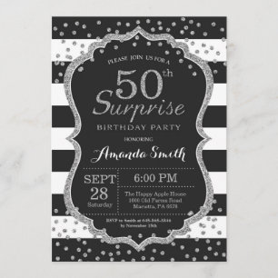 Sorpresa Invitación a los 50 Años. Brillantina pla