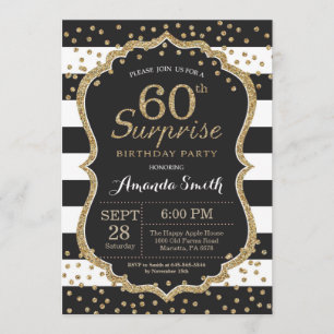 Sorpresa Invitación a los 60 Años. Brillantina dor