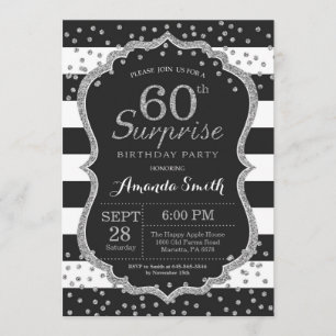 Sorpresa Invitación a los 60 Años. Brillantina pla