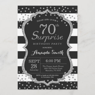 Sorpresa Invitación a los 70 Años. Brillantina pla