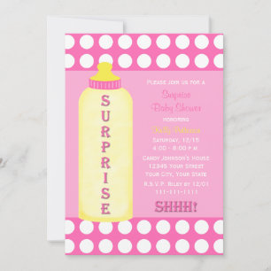 Sorpresa Invitación Baby Shower Botella Bebé Rosa