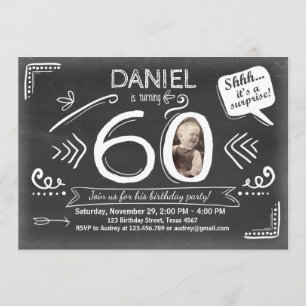 Sorpresa invitación de cumpleaños 60º Chalkboard