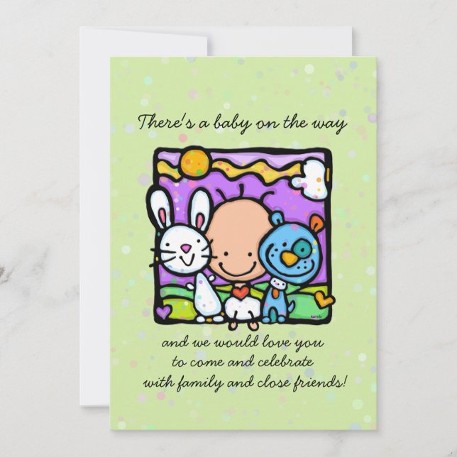 Sorpresa, invitación para una ducha de bebé. Conej (Anverso)