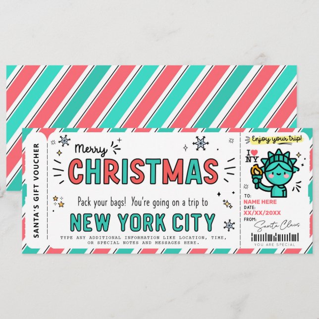 Sorpresa New York Trip Gift Ticket Voucher (Anverso / Reverso)