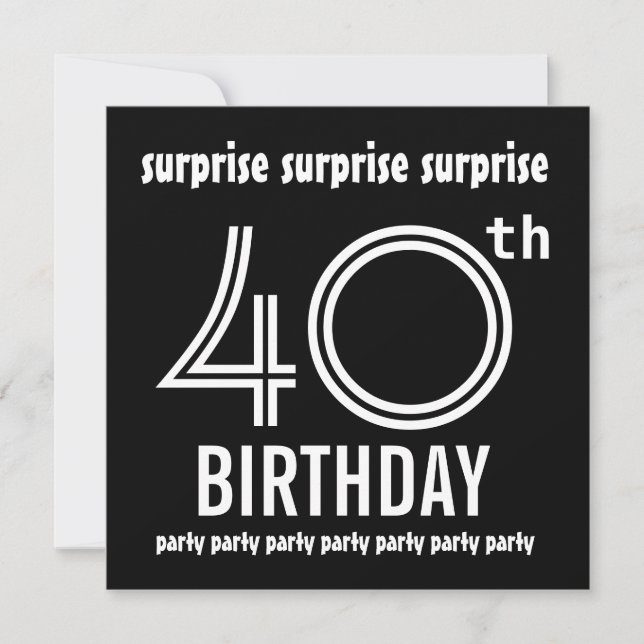 SORPRESA plantilla blanca negra de 40 años Fiesta (Anverso)