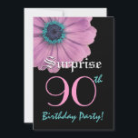 SORPRESA Plantilla de cumpleaños número 90 Daisy r<br><div class="desc">Este diseño de margarita rosa es una manera bonito y elegante de invitar a la gente a una fiesta de cumpleaños número 90 SORPRESA. Todo el texto es totalmente personalizable. Puede experimentar con diferentes tipos de papel haciendo clic en la pestaña "Opciones de invitación" en la esquina superior derecha. Aunque...</div>