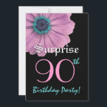 SORPRESA Plantilla de cumpleaños número 90 Daisy r<br><div class="desc">Este diseño de margarita rosa es una manera bonito y elegante de invitar a la gente a una fiesta de cumpleaños número 90 SORPRESA. Todo el texto es totalmente personalizable. Puede experimentar con diferentes tipos de papel haciendo clic en la pestaña "Opciones de invitación" en la esquina superior derecha. Aunque...</div>