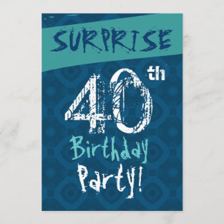 SORPRESA plantilla W608 de 40º cumpleaños azul y A