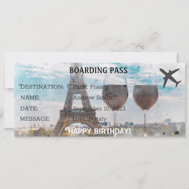 Sorpresa por cumpleaños tarjeta de París (Anverso)