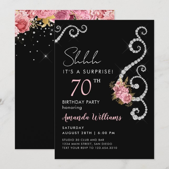 Sorpresa Rosas Diamont Invitación Cumpleaños 60 (Anverso / Reverso)