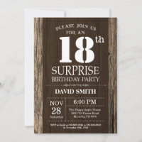 Sorpresa Rústica 18.ª invitación de cumpleaños
