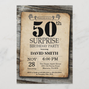 Sorpresa Rústica 50.ª invitación de cumpleaños