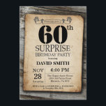 Sorpresa Rústico 60 cumpleaños Invitación a cosech<br><div class="desc">Sorpresa Rústica 60 cumpleaños invitación con antecedentes de madera rústica. País retro vintage. Cumpleaños de adultos. Cumpleaños de hombres o mujeres. Invite a un niño o Chica Lady Teen Teenage Bday. 13a 15a 16a 18a 20a 30a 40a 50a 60a 70a 80a 90a 100a. Cualquier edad. Para más personalización, haga clic...</div>