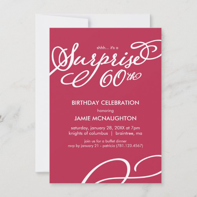 Sorpresa simple y elegante Invitación a los 60 año (Anverso)